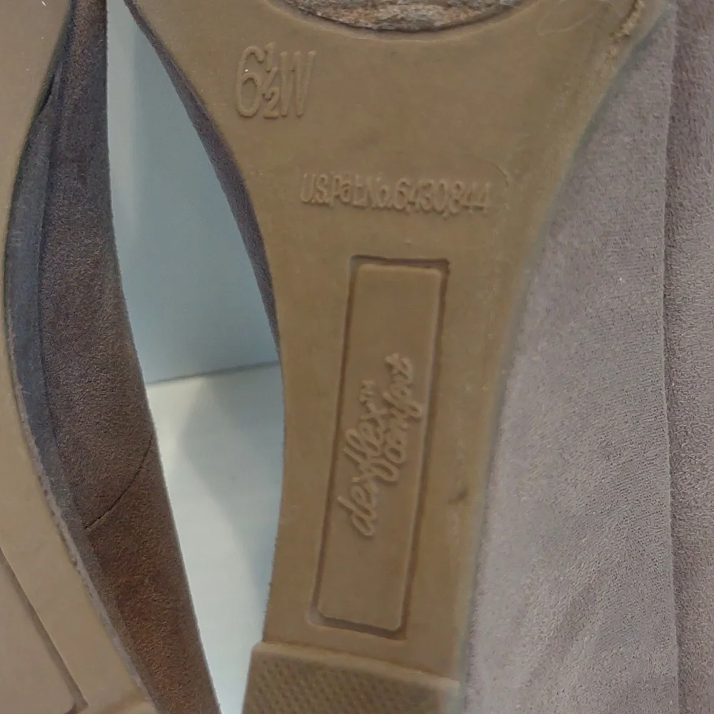 Dexflex Comfort Women's Taupe Karlie Faux Suede Rounded Toe Slip-On Wedge Shoes